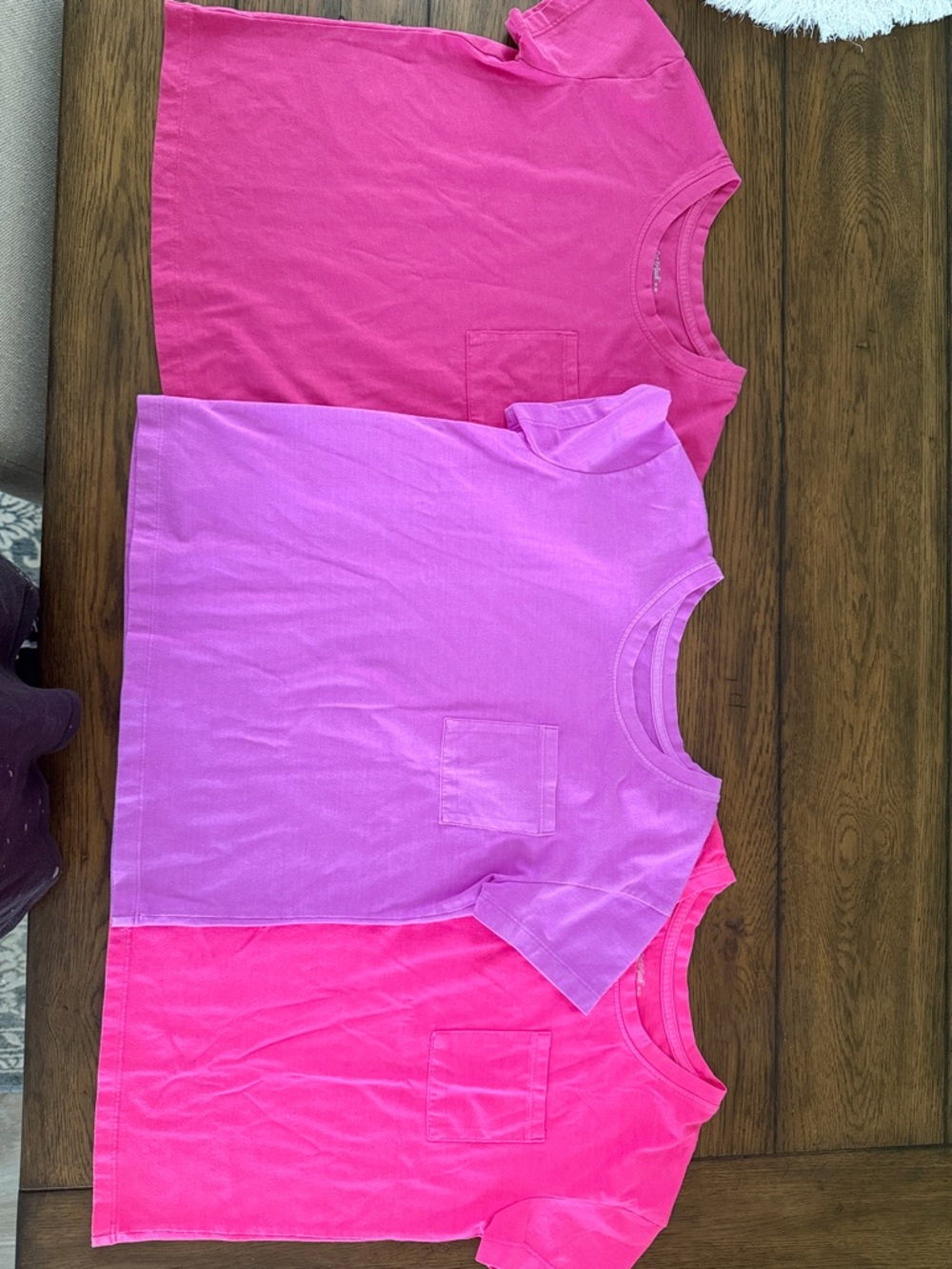 Cat & Jack Short Sleeve Pocket Tees - Hot Pink, Magenta & Lavender set of 3.